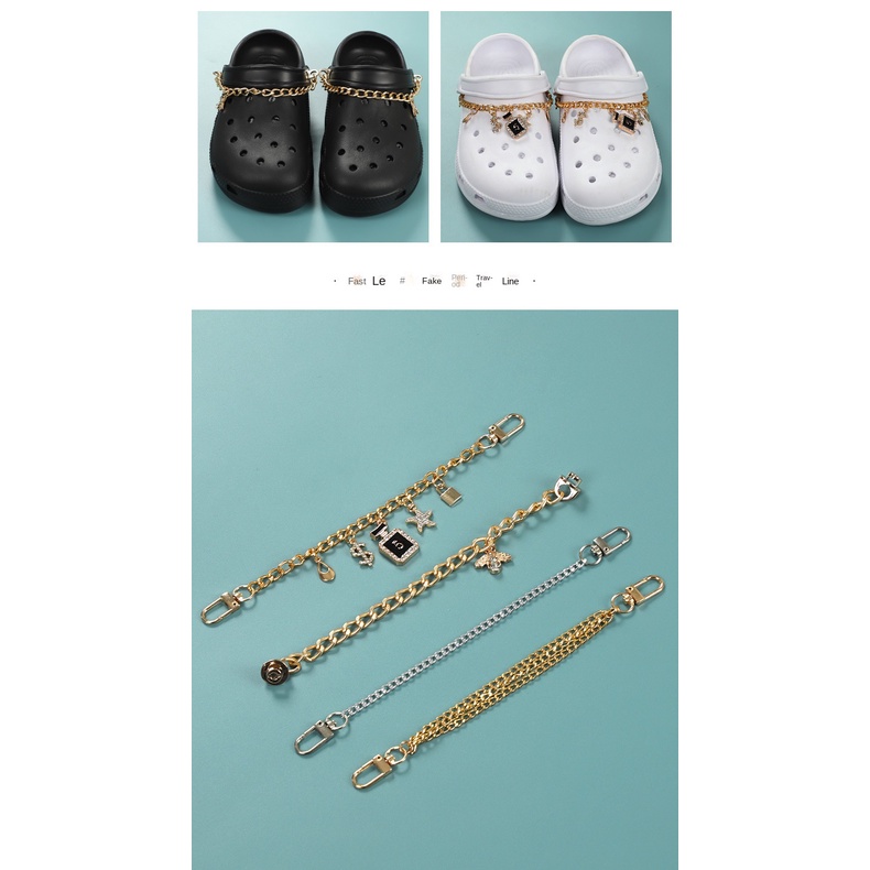 1 pcs Phụ Kiện Chuỗi Dây Xích Kim Loại Đính Đá Hình Cá Sấu DIY Trang Trí Giày/Giày Thể Thao Có Thể Tháo Rời Tái Sử Dụng
