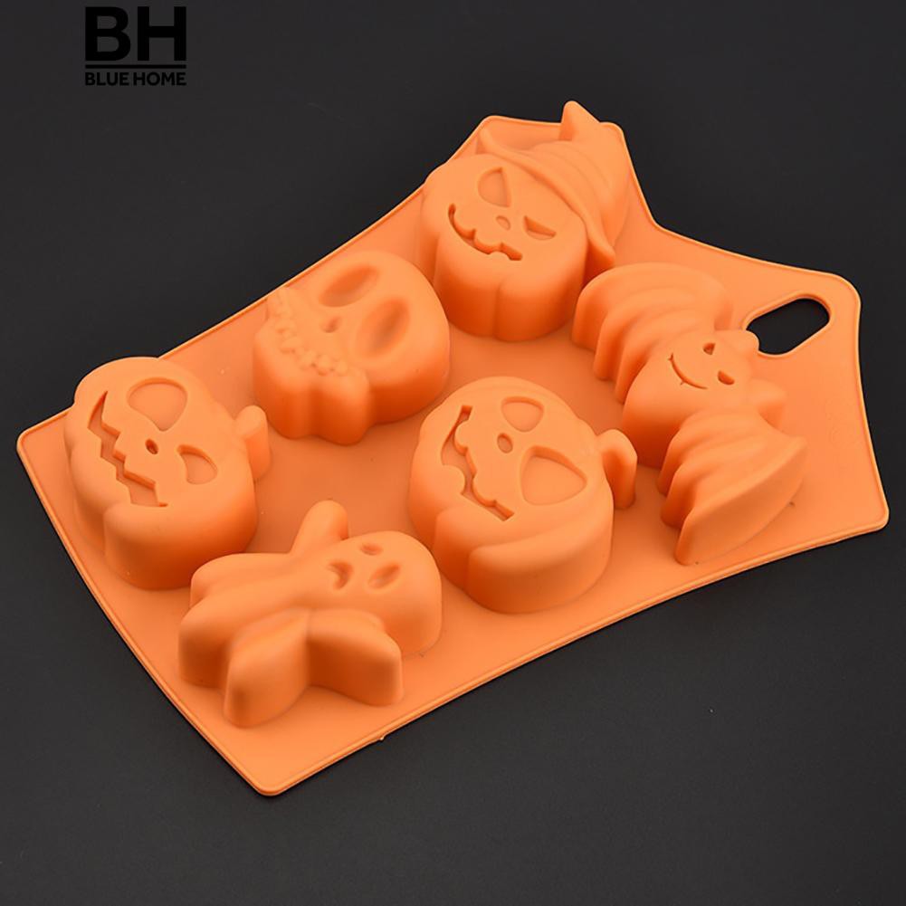 Khuôn Làm Bánh / Sô Cô La 6 Ô Bằng Silicone Phong Cách Halloween