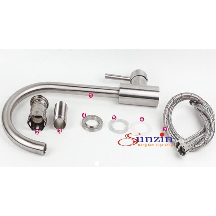 Vòi bếp cắm chậu nóng lạnh Sunzin 138, chất liệu inox 304