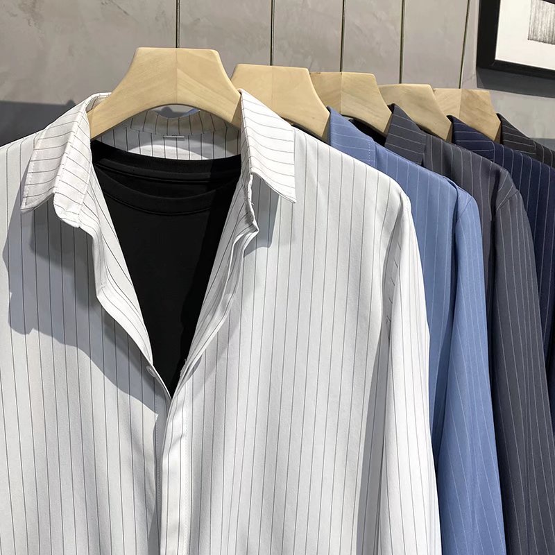 Áo Sơ Mi Tay Dài Bằng Vải polyester Màu Sắc Đơn Giản Dành Cho Nam