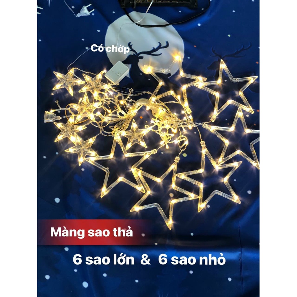 Dây đèn led nháy rèm trăng sao trang trí ngoài trời