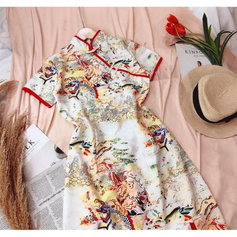 Đầm Body Cổ Tàu, Sườn Xám Cách Tân Hoạ Tiết Cổ Điển , Màu Sắc Trẻ Trung Quyến Rũ Thời Trang Cho Nữ. | BigBuy360 - bigbuy360.vn