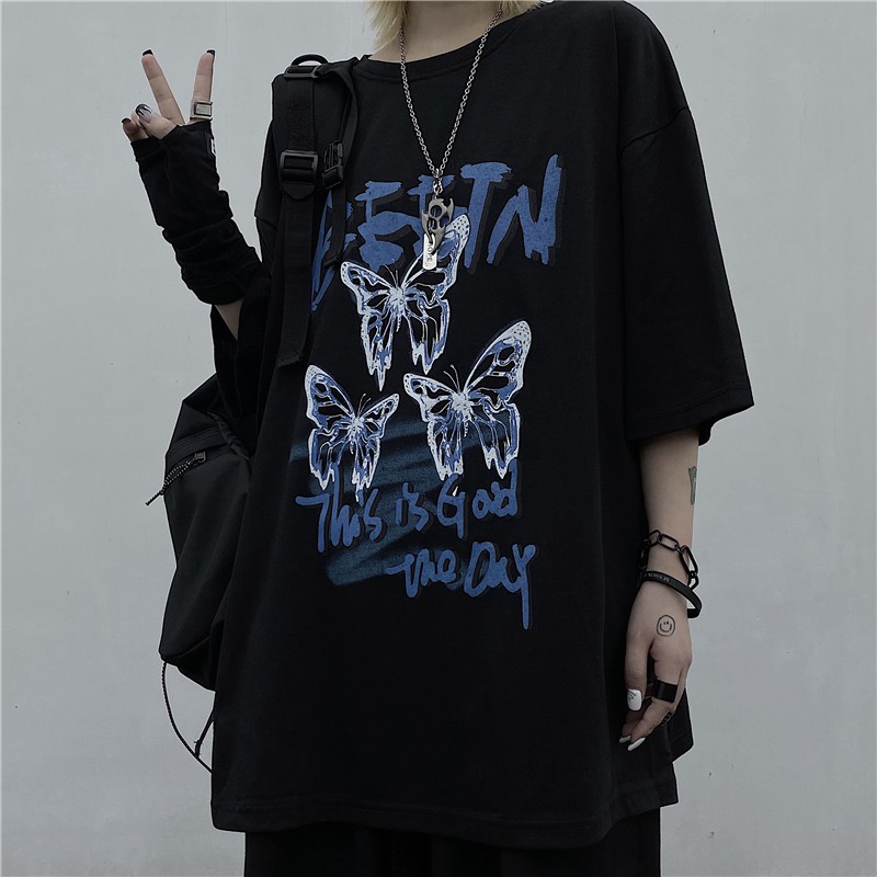 [Áo phông nữ form rộng tay lỡ] Áo thun tay lỡ unisex BUTTERFLY, Áo thun nữ form rộng đẹp màu trắng,đen chất cotton | BigBuy360 - bigbuy360.vn