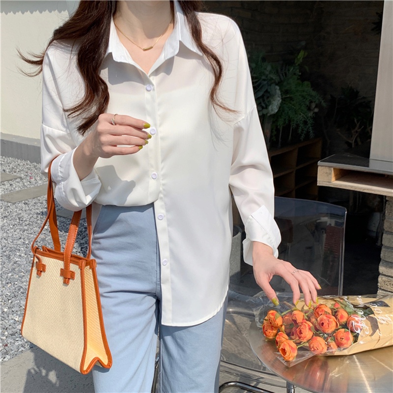 Áo Sơ Mi Nữ Basic Nhiều Sắc Màu Dài Tay From Rộng Phong Cách Hàn Quốc Thời Trang Sugal SO MI NU 007V3