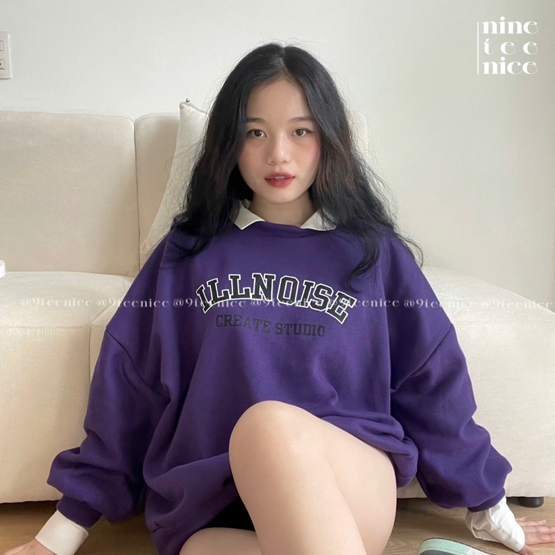 Áo Sweater nỉ bông dáng rộng tay phồng - @9teenice