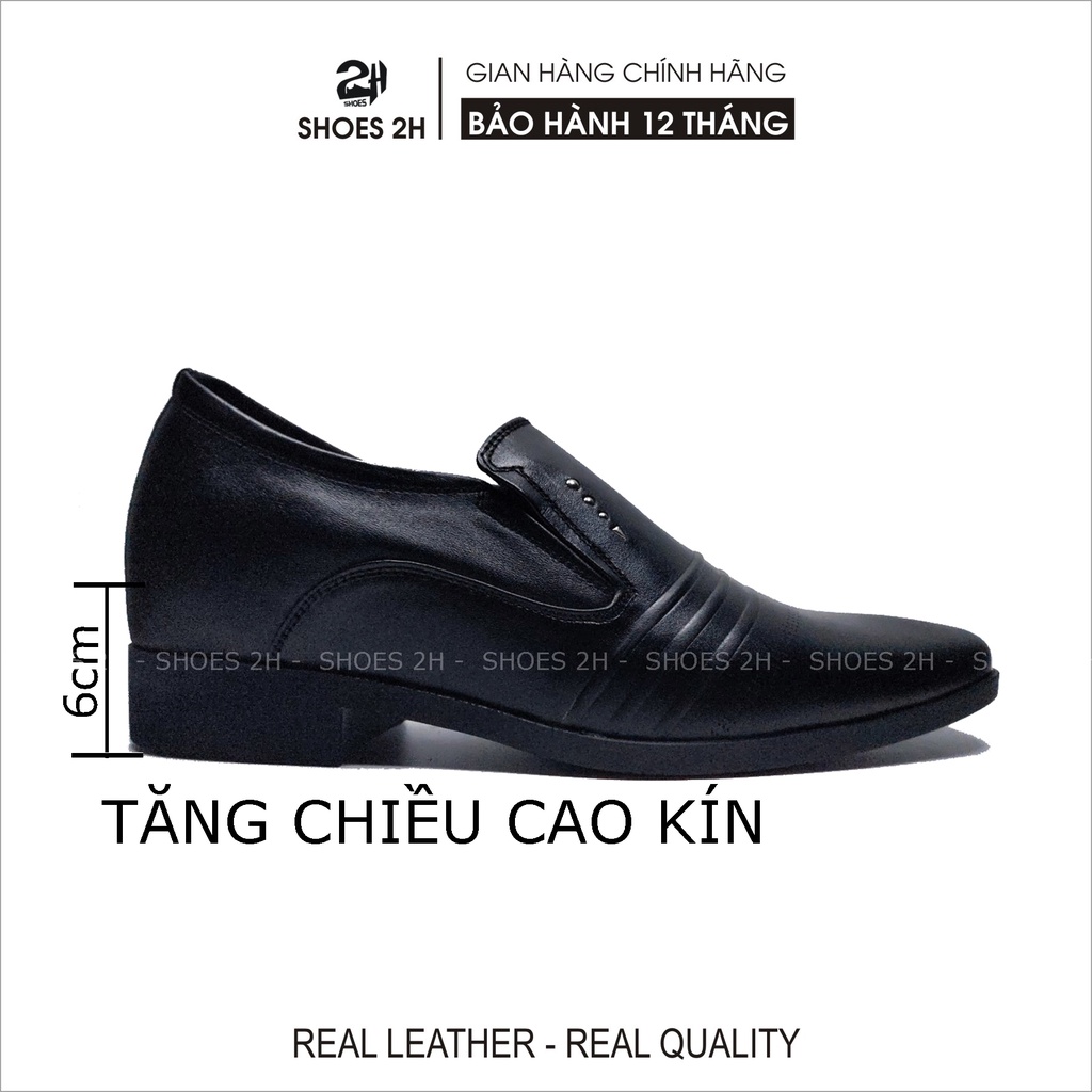 Giày Công sở tăng chiều cao 6cm da bò thật SHOES 2H – 78 màu Đen