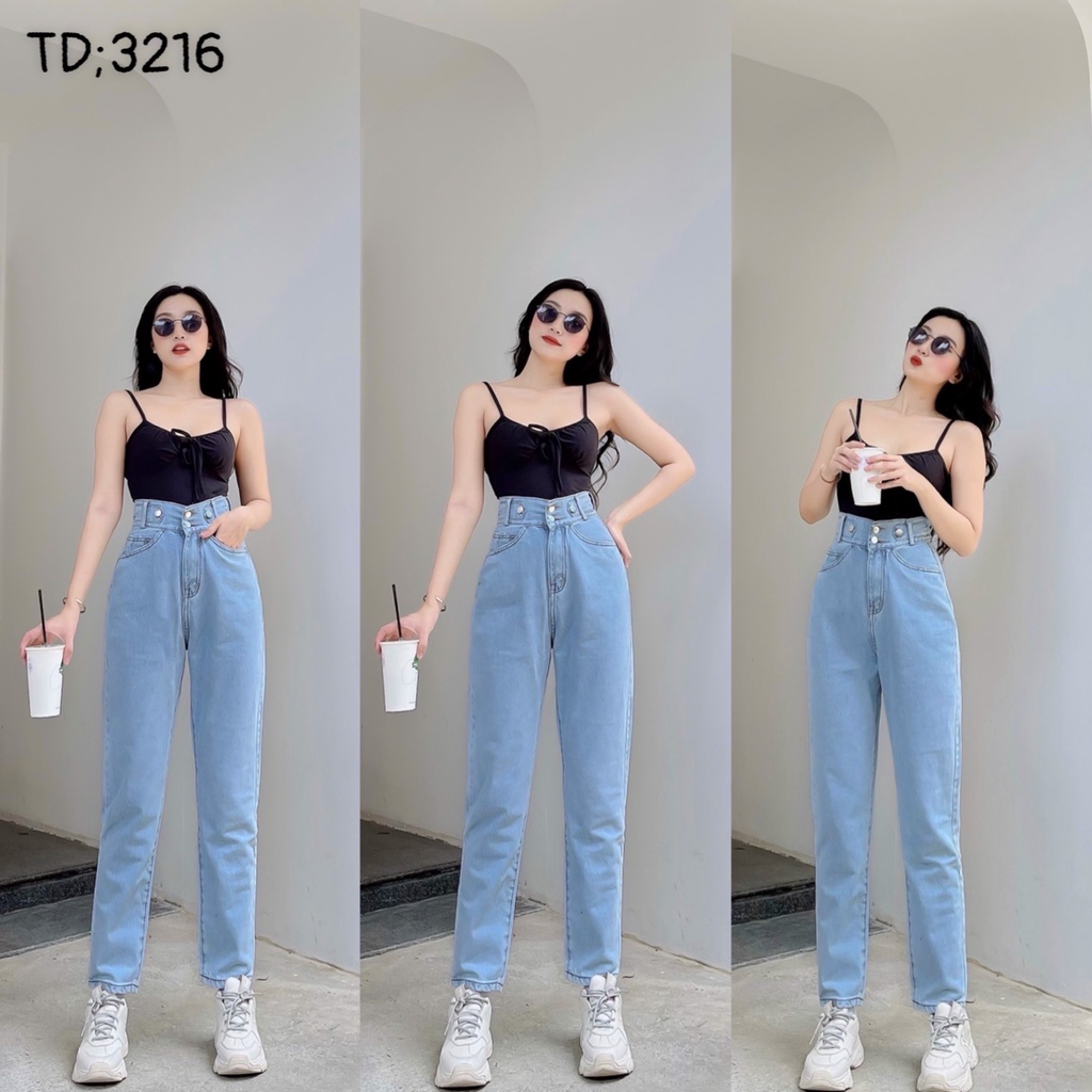 Quần baggy Nữ dáng suông lưng cao 2 nút phong cách Hàn quốc M Fashion 3216