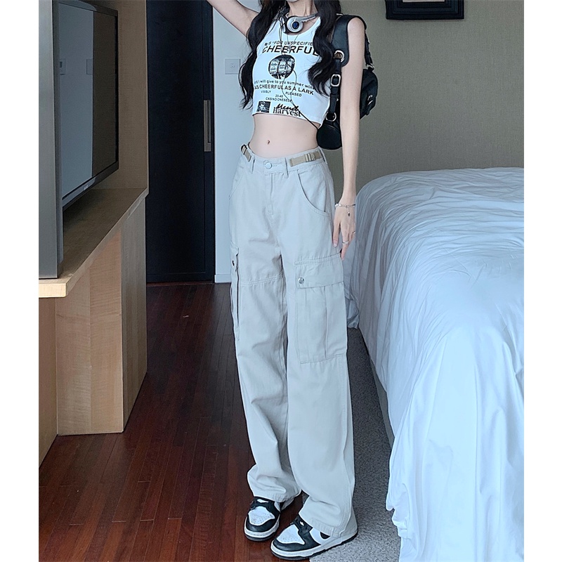 Quần ống rộng Lưng Cao Phong Cách Hip Hop Mỹ Thời Trang Cá Tính Cho Nữ