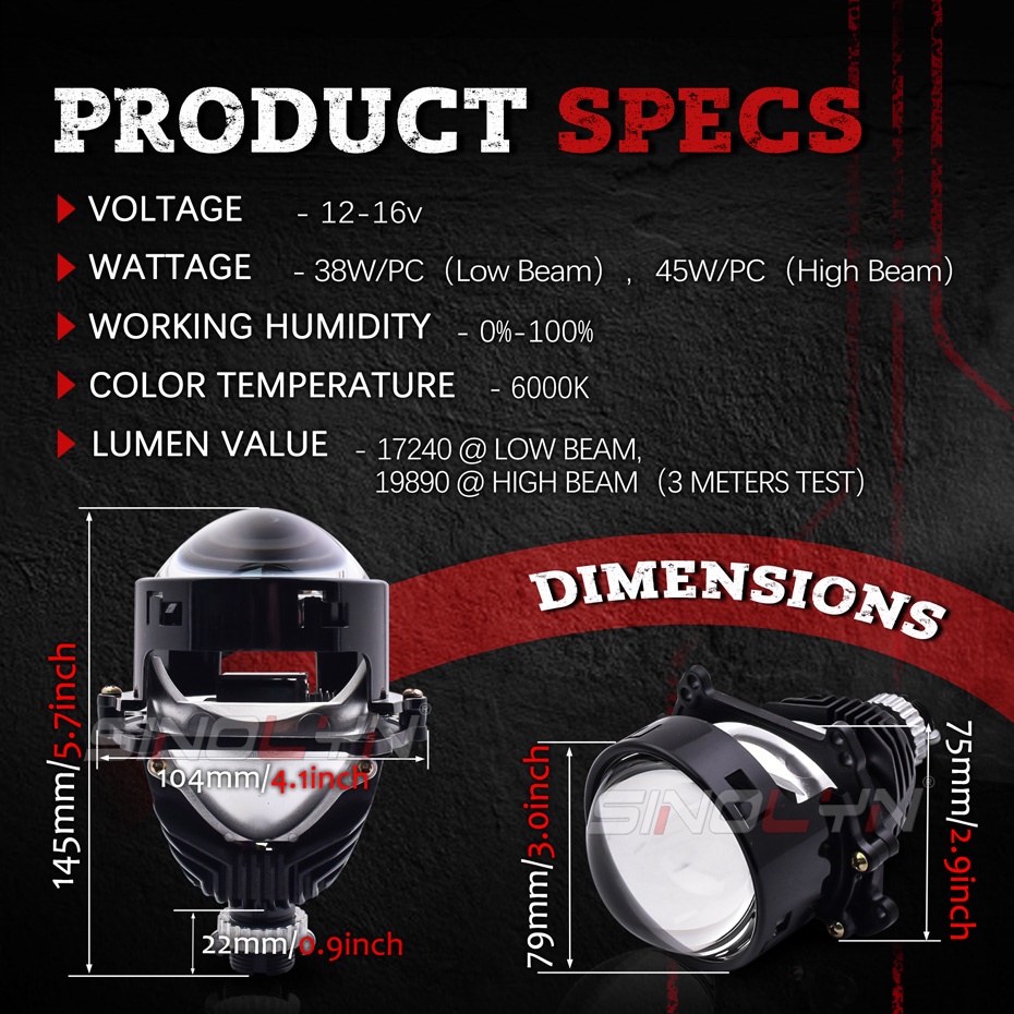 Đèn pha led cỡ 3inch thay thế cho đèn H4 H7 H1 9005 9006 tiện dụng