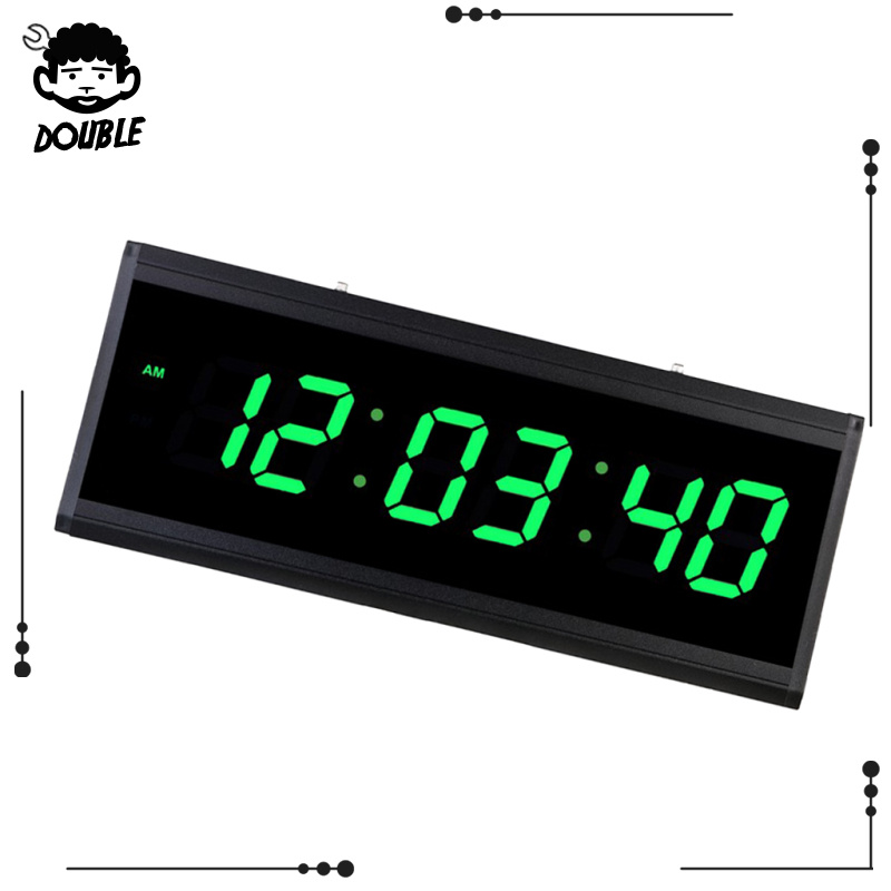 [DOUBLE]Digital Wall Clock LED Screen Time Watch Night Mode 24H Display EU