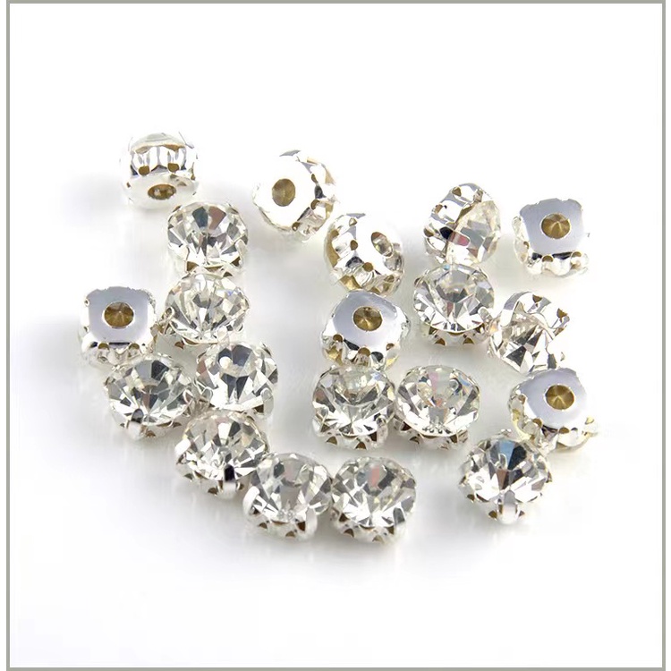 Đá Kim Cương Giả Thêu Thủ Công Bốn Móng Chân Tròn Bốn Chân Đính Kim Cương Giả May Giày Đám Cưới DIY