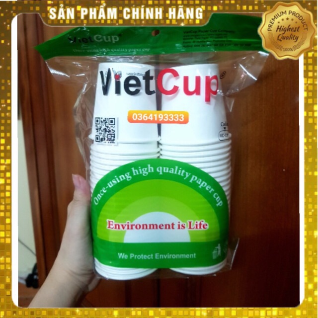 Cốc giấy Vietcup gói 50 cái 180ml không nắp