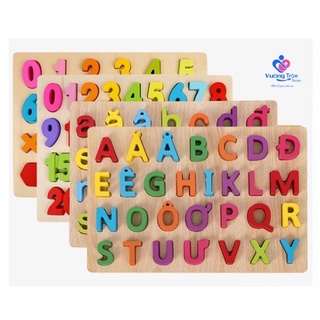 Bảng chữ cái tiếng việt, bảng chữ cái gỗ nổi chữ và số cho bé, giúp bé phát triển tư duy
