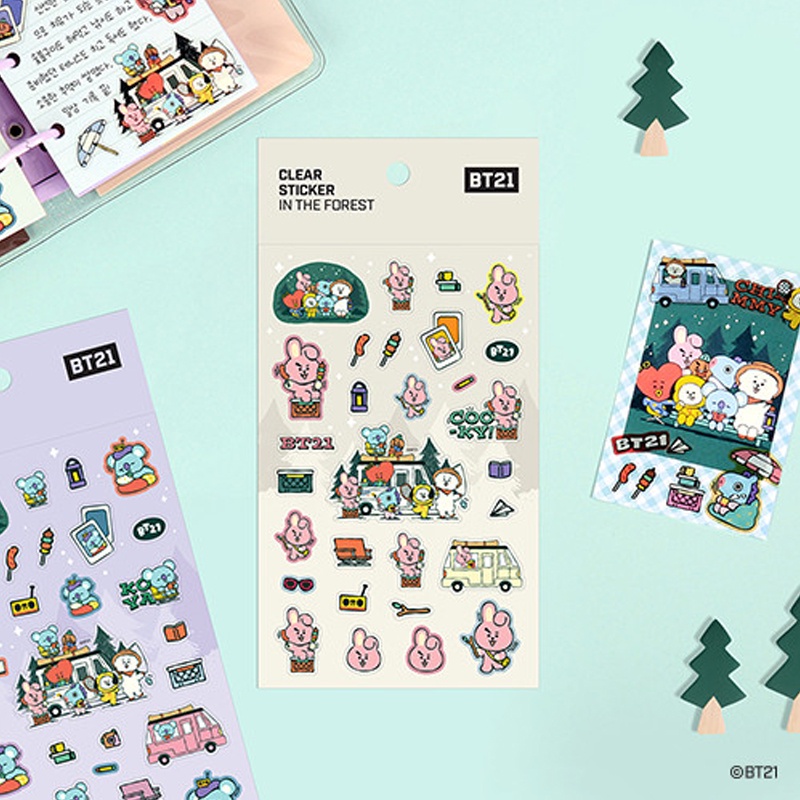Hình dán trong suốt hình BTS BT21 dễ thương