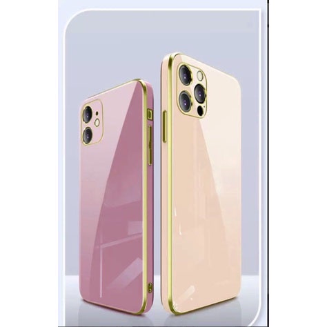 Ốp Điện Thoại Silicon Mềm Mạ Điện Viền Màu Vàng Cho iPhone 11 12 Pro Max 7 8 SE 2020 8 Plus Xr XsMax X 6s 6 Plus