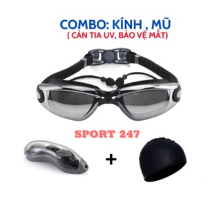 Kính bơi người lớn trẻ em, kính bơi cận thị combo mũ bơi silicon view intex phoenix arena đi biển mùa hè