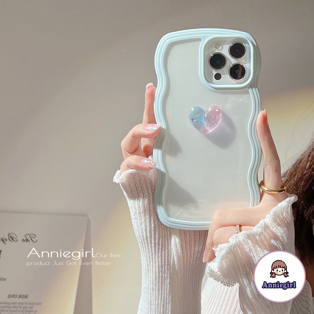 Ốp Điện Thoại TPU Mềm Chống Sốc Màu Gradient 3 Trong 1 Hình Trái Tim Cho IPhone 14 13 12