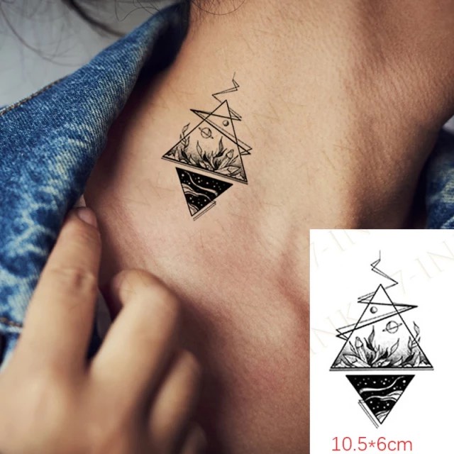 Hình xăm tam giác vũ trụ k022- miếng dán tatoo tạm thời size &lt;10x6cm