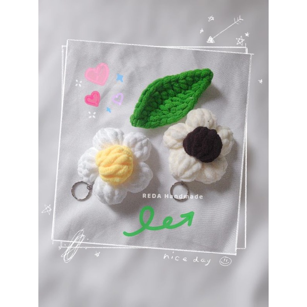 Móc khoá hoa 5 cánh hoa len nhung màu sắc, gắn vào túi hoa, ba lô, túi xách