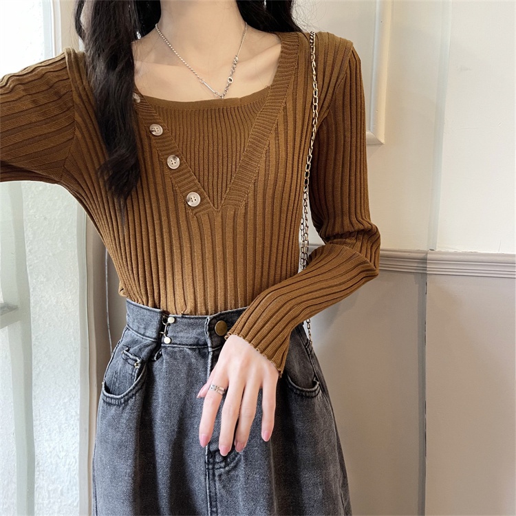 Áo Len Nữ Mùa Thu Mới Áo Sơ Mi Thời Trang Hàn Quốc Phong Cách Hàn Quốc Mỏng Dệt Kim