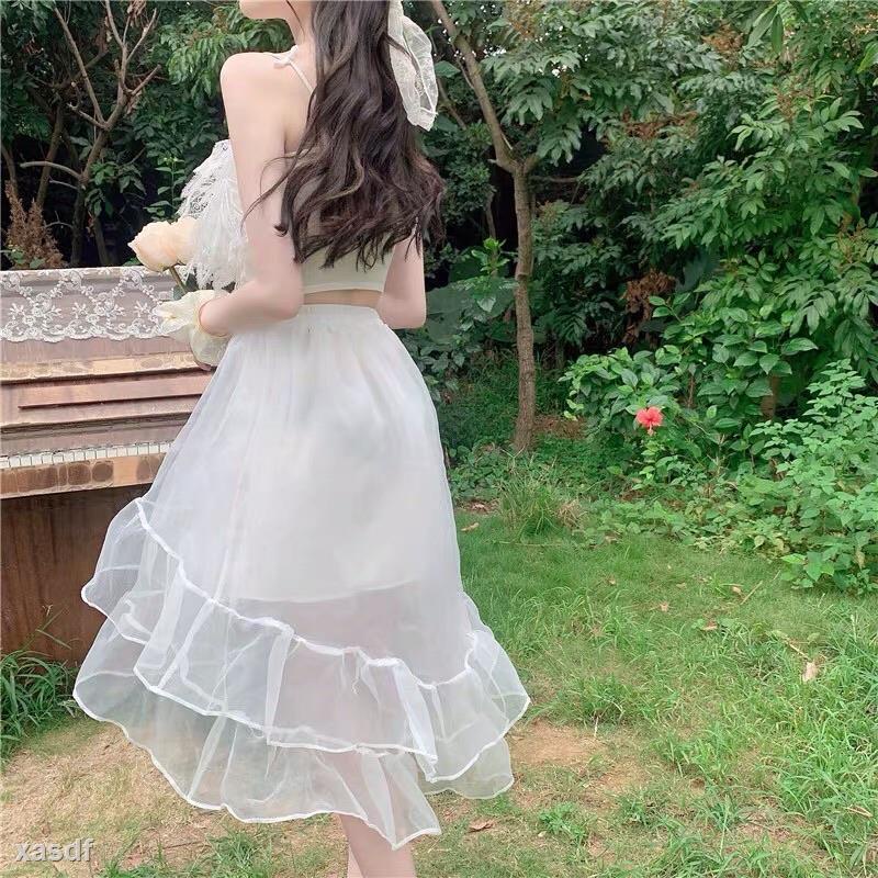 ▪☞▩【Hàng giao ngay】 Váy Voan Xoè Áo 2 Dây Lông Vũ Tiểu Thư