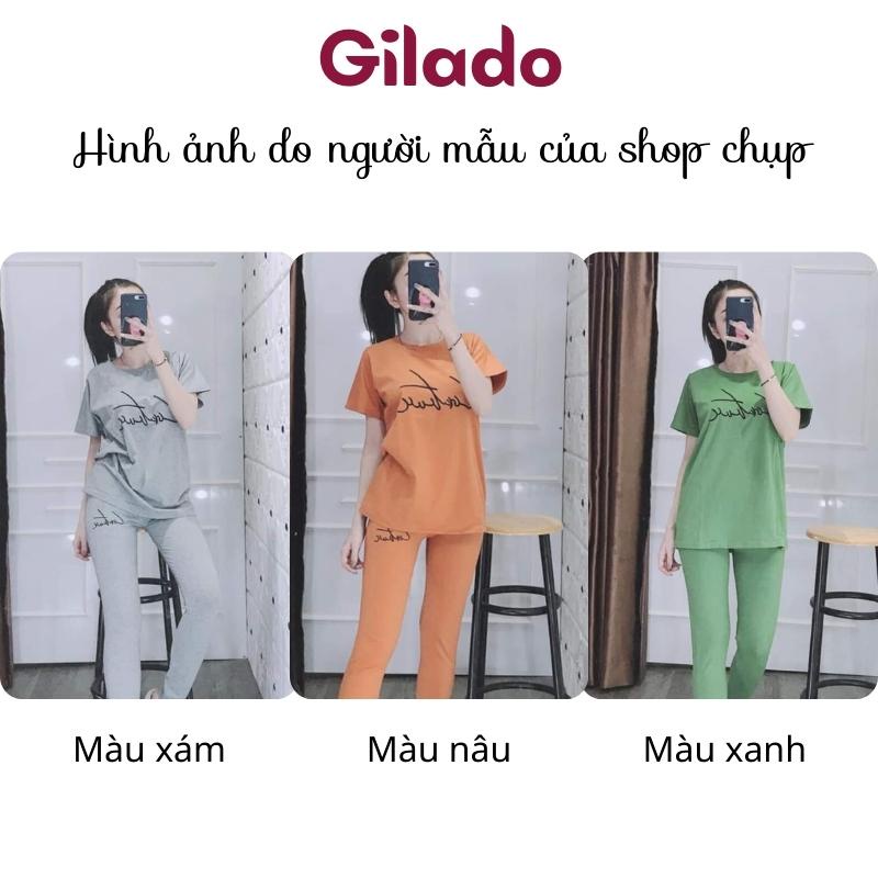 Đồ bộ nữ họa tiết thêu đẹp đồ mặc nhà thun co giãn 4 chiều thoáng mát có bigsize quần dài Gilado