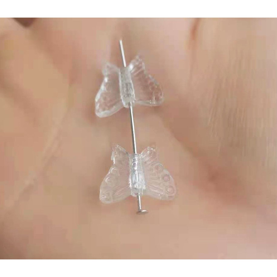 Hạt Xỏ Lỗ Bằng acrylic Trắng Trong Suốt Hình Bướm 1.5mm y1189 diy