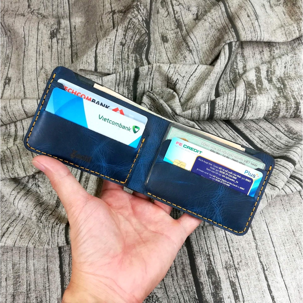 Bóp Ví Nam Mini Da Bò Thật Cao Cấp Dùng Càng Lâu Da Càng Đẹp Màu Đen/Nâu/Xanh V14 ZACHI