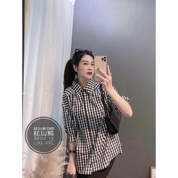 Áo sơmi caro xẻ lưng bigsize