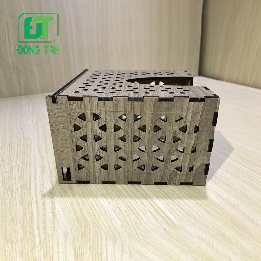 Hộp Đựng Khăn Giấy Ăn ĐÔNG TÂN Bằng Gỗ Hình Vuông Tặng Kèm Ống Tăm Gỗ