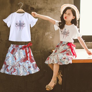 Sét bộ áo phông, chân váy bé gái size 16-38kg BV02