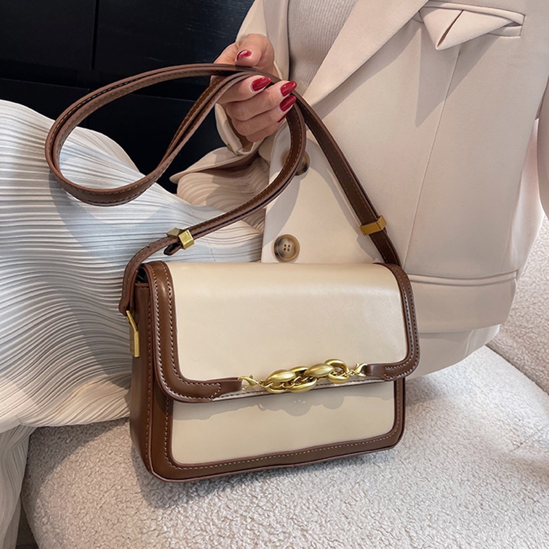 Túi đeo vai IELGY hình vuông cỡ nhỏ màu sắc tương phản phong cách cổ điển thời trang cho nữ