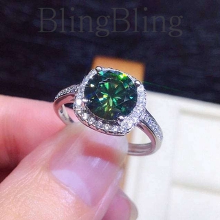 ✨blingbling✨ nhẫn hở mạ vàng đính đá kim cương toàn bộ tám mũi tên pt950 xanh lá moissan quà tặng tuyệt vời cho nữ