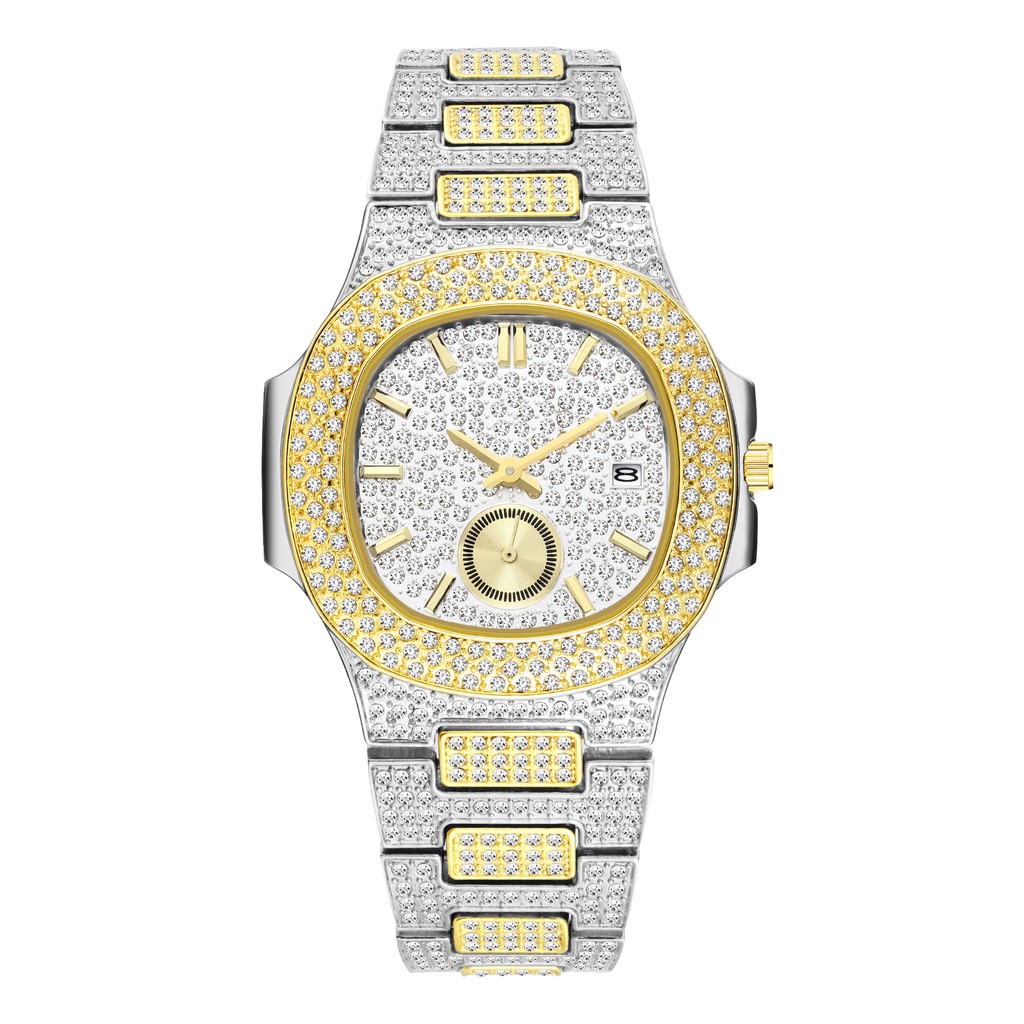 ĐỒNG HỒ ĐÍNH ĐÁ MẶT 42MM THÉP KHÔNG GỈ CÓ CHỐNG NƯỚC BY MAMA KING