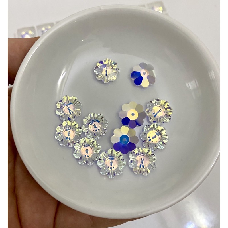 10 viên pha lê Swarovski hoa mai dẹp