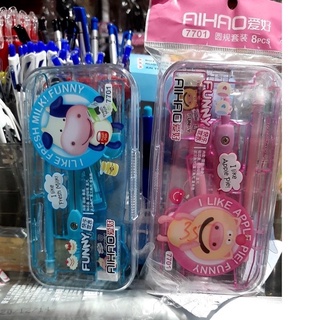 Set compa sắt loại to, eke 8 món aihao 7701 ( 1 bộ compa chì kim)