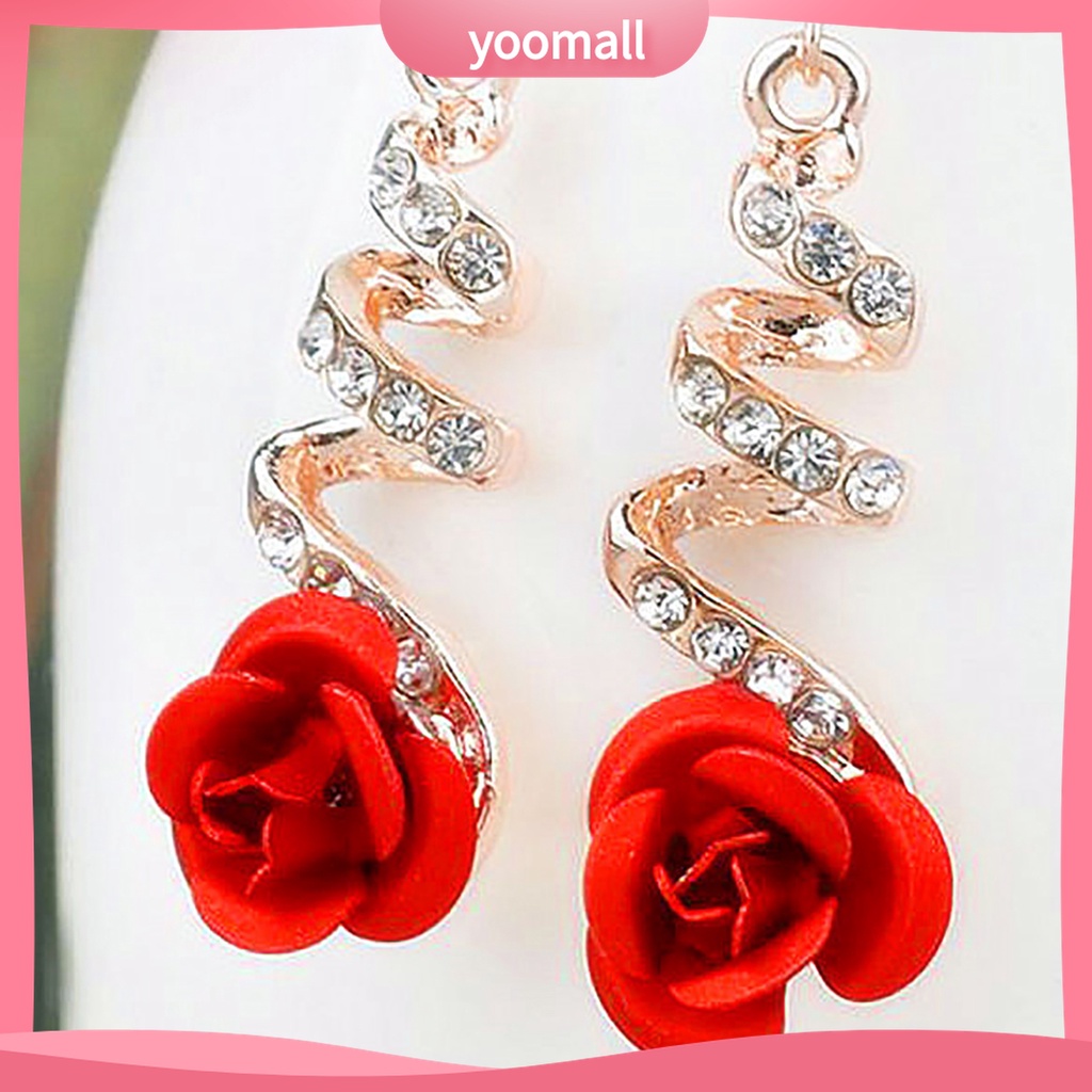 Yomall♡ 1 Đôi Bông Tai Hình Hoa Hồng Dạng Xoắn Ốc Thanh Lịch Dễ Phối Đồ Dành Cho Nữ