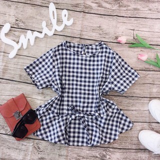 Áo Baby Doll Sọc Caro Siêu Dễ Thương (Đen)