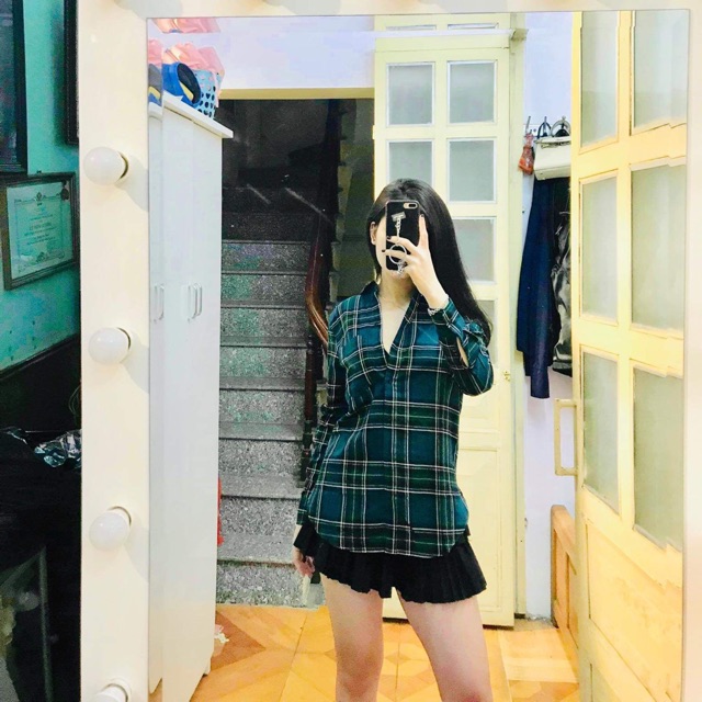 Sơmi Hm kẻ xanh