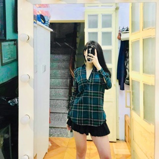 Sơmi Hm kẻ xanh