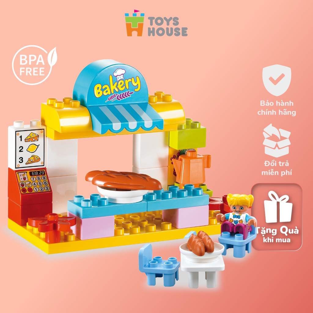 Bộ đồ chơi lắp ghép smoneo duplo miếng to Cửa hàng bánh ngọt Smoneo 33 chi tiết Toyshouse - 55003 cho bé từ 3 tuổi