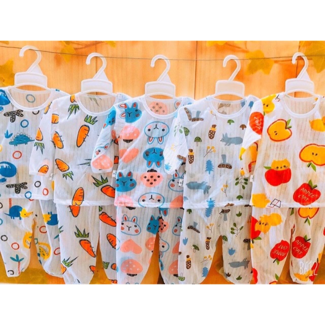 Sét 5 bộ dài tay cotton giấy cho bé yêu