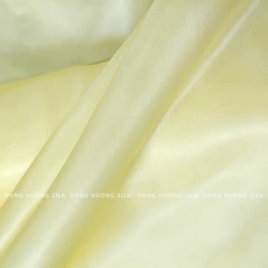 Vải Lụa Hà Đông Satin Trơn may áo dài Màu Vàng Kem - LTS06 - mát, mềm, tôn dáng, quý phái, sang trọng