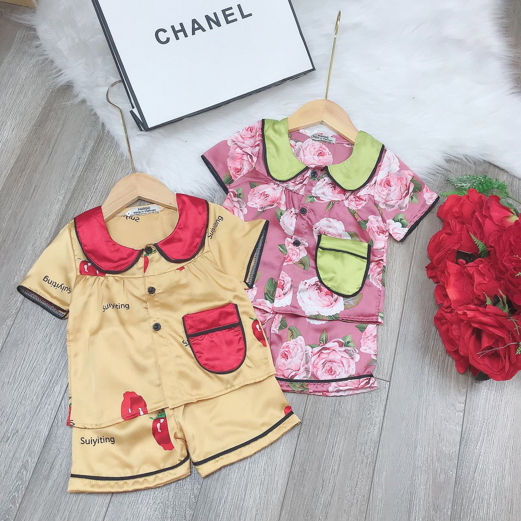 BỘ PIJAMA CHẤT LỤA HÀN SỊN SÒ CHO BÉ GÁI SANG CHẢNH - BPLN4