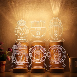 [FREESHIP 99K]Đèn 3D logo đội bóng Manchester united, Chelsea, Arsenal, Liverpool, Real Madrid Barcelona