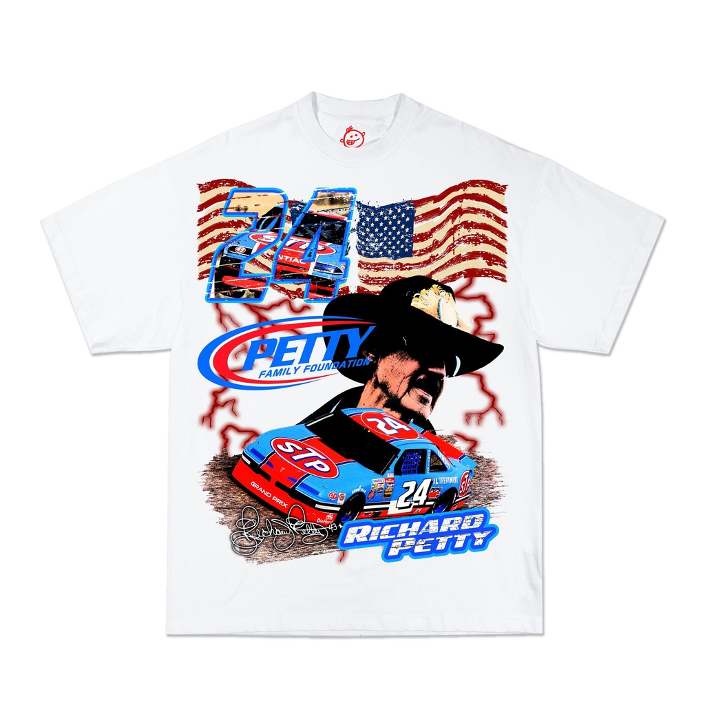 BLANK | Áo Thun PETTY-RACING Tay Lỡ Unisex - Đen/Trắng Cổ Tròn