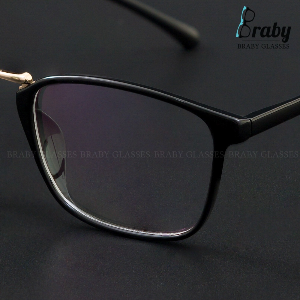 Gọng kính cận Braby Glasses mắt vuông chất liệu nhựa TR90 cao cấp cầu kính kim loại mảnh ấn tượng thời trang MK42