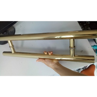 Tay nắm, kéo cửa kính thủy lực, chất liệu inox, vàng trơn dài 80cm tâm lỗ 60cm và 60,40