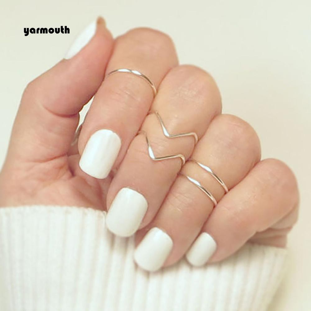 Set 5 Nhẫn Đeo Khớp Ngón Tay Kim Loại Thời Trang Nữ