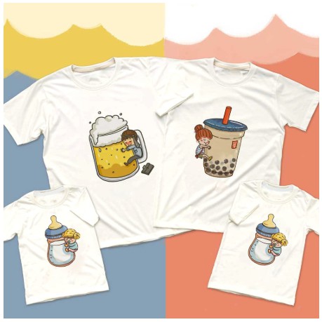 In áo theo yêu cầu l Áo Thun Gia Đình Hình ChiBi Trà Sữa Siêu Dễ Thương_GD150